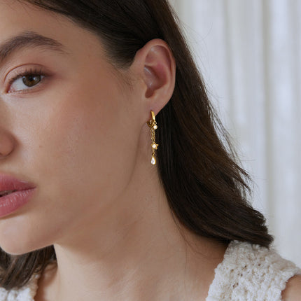 Midnight Spark Echo Star Zircon Drop Earrings - view 3