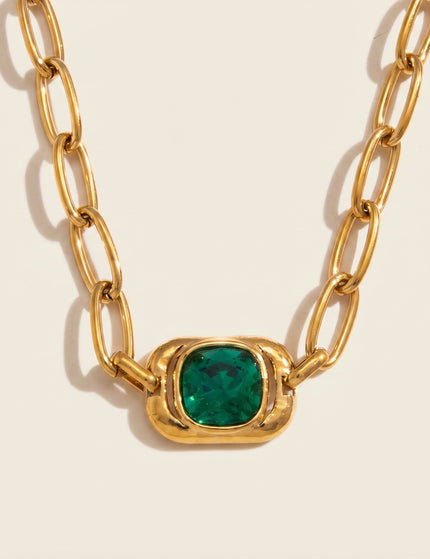 Fine Link Muse Chain Stone Pendant Necklace