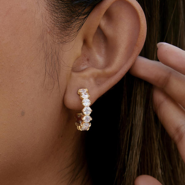 Frostlight Afterglow Curved Zircon Drop Earrings - view 4