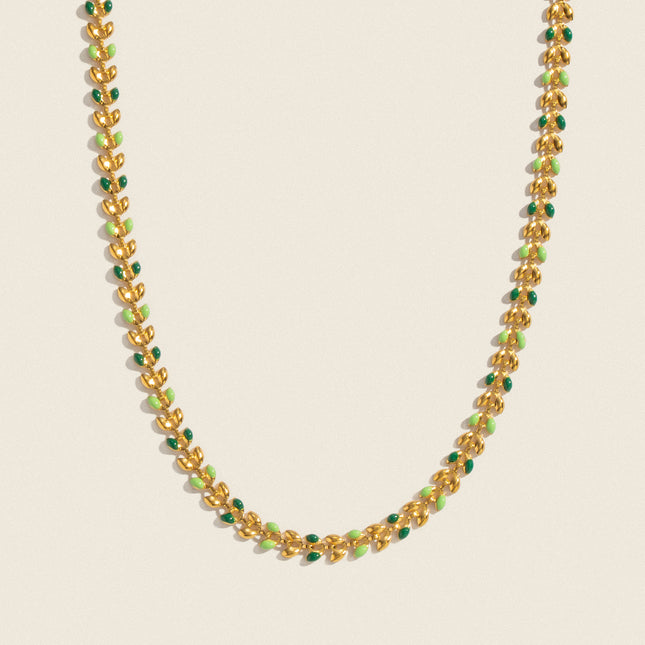 Spark Leaf Enamel Chain Necklace - view 2