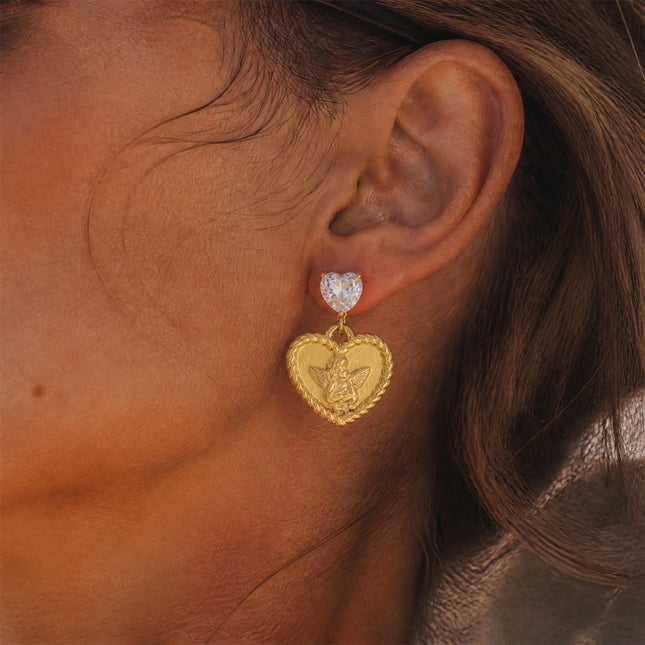 Heartlight Poem Heart Zircon Drop Earrings - view 2