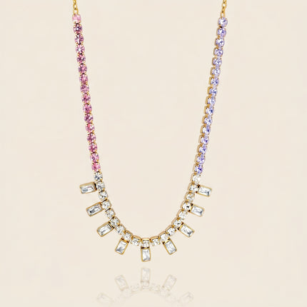 Linked Light Murmur Chain Zircon Beaded Necklace