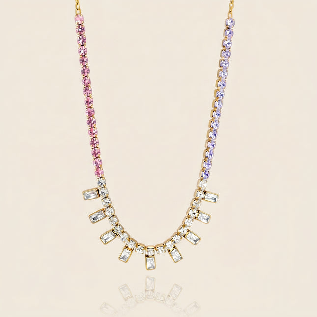 Linked Light Murmur Chain Zircon Beaded Necklace