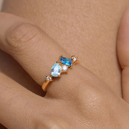 Azure Geometric Zircon Ring - view 4