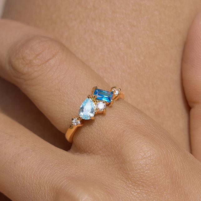 Azure Geometric Zircon Ring - view 4