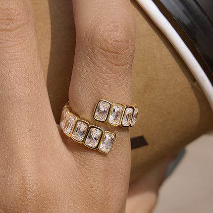 Frostlight Muse Rectangular Zircon Open Ring - view 2