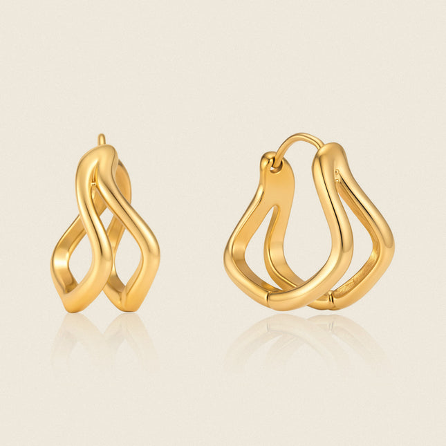 Tidal Drift Wave Pearl Hoop Earrings