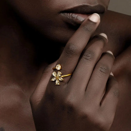 Petal Afterglow Floral Zircon Open Ring - view 4