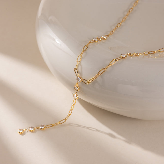 Frostlight Glow Circular Zircon Lariat Necklace - view 6