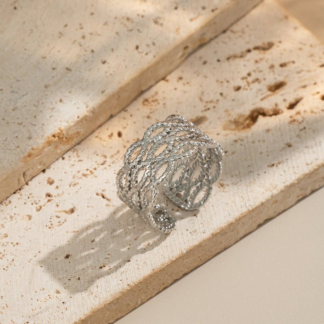 Sculpted Light Gleam Circular Open Ring - view 5
