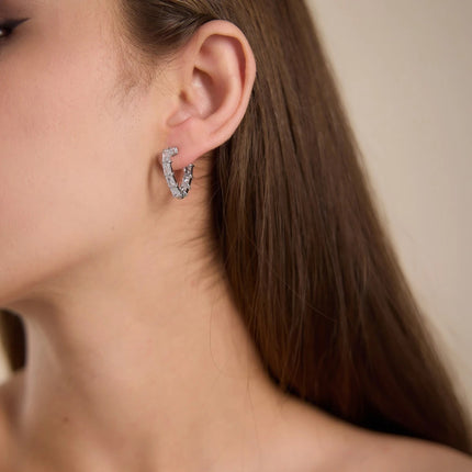 Heartlight Promise Heart Zircon Hoop Earrings - view 4