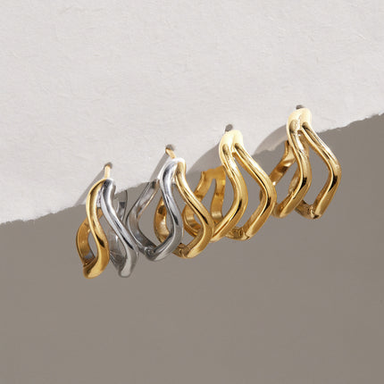 Tidal Drift Wave Pearl Hoop Earrings - view 6
