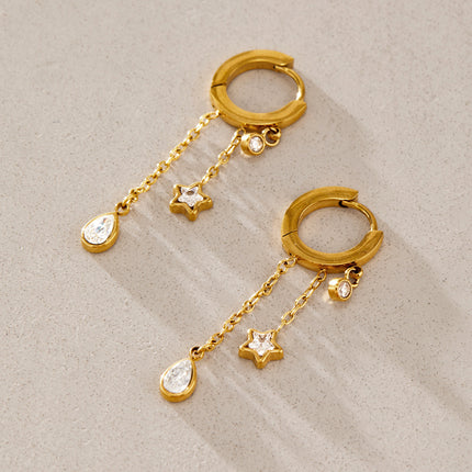 Midnight Spark Echo Star Zircon Drop Earrings - view 2