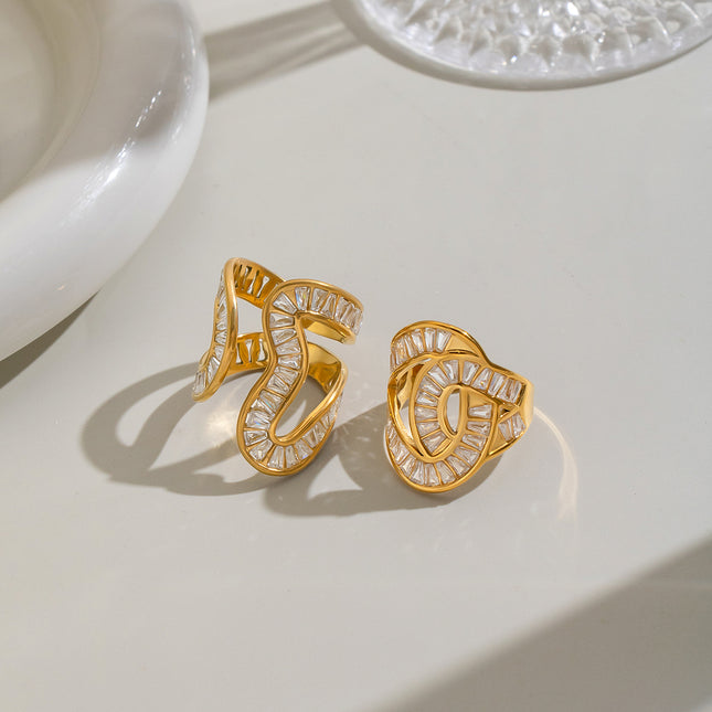 Twined Twisted Rhinestone Ring - view 4