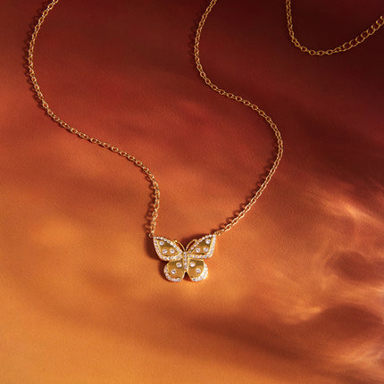 Meadow Flight Poem Butterfly Zircon Pendant Necklace - view 5