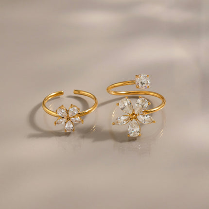Petal Afterglow Floral Zircon Open Ring - view 2
