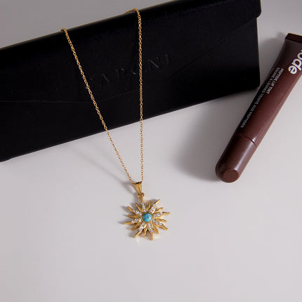 Dawnfire Hush Sunburst Turquoise Pendant Necklace - view 6