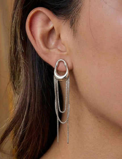 Sculpted Light Tassel Hoop Earrings - view 3