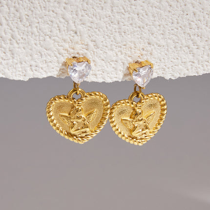 Heartlight Poem Heart Zircon Drop Earrings - view 4