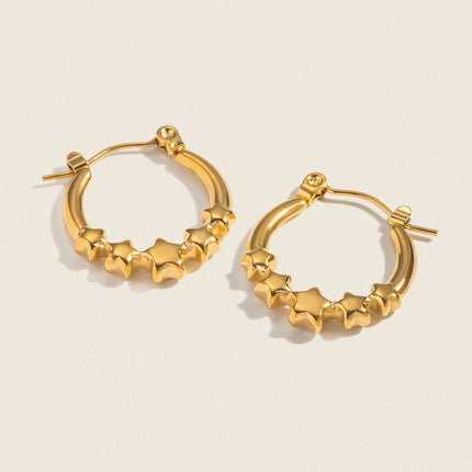 Starlit Path Aura Star Pearl Hoop Earrings