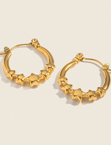 Starlit Path Aura Star Pearl Hoop Earrings