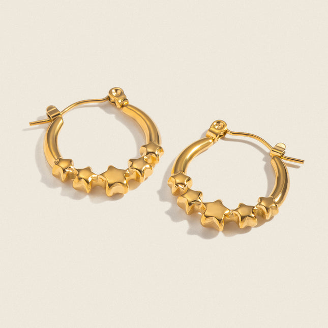 Starlit Path Aura Star Pearl Hoop Earrings