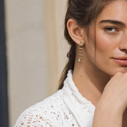Tidal Muse Wave Zircon Drop Earrings - view 2