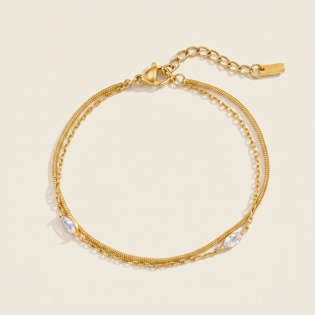 Midnight Coil Echo Serpent Zircon Chain Bracelet