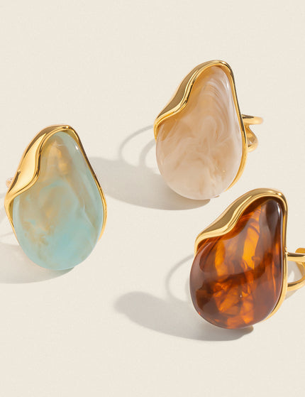 Dewdrop Drift Teardrop Resin Open Ring
