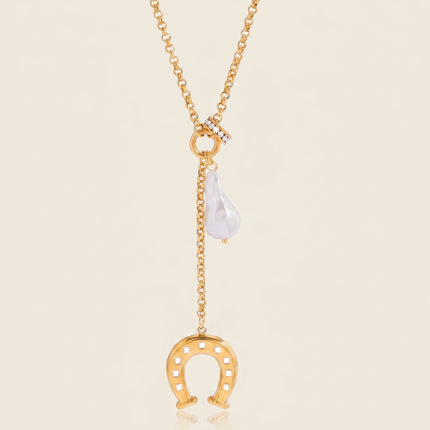 Linked Light Ritual Chain Pearl Pendant Necklace