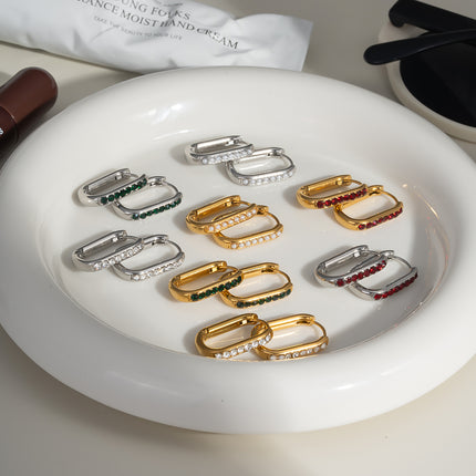 Glacier U-Shaped Zircon Hoop Earrings - view 5