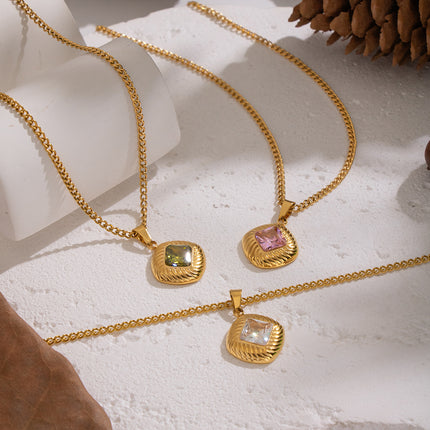 Velvet Current Square Glass Pendant Necklace - view 5