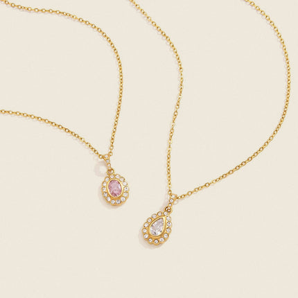 Fine Link Glow Chain Zircon Pendant Necklace
