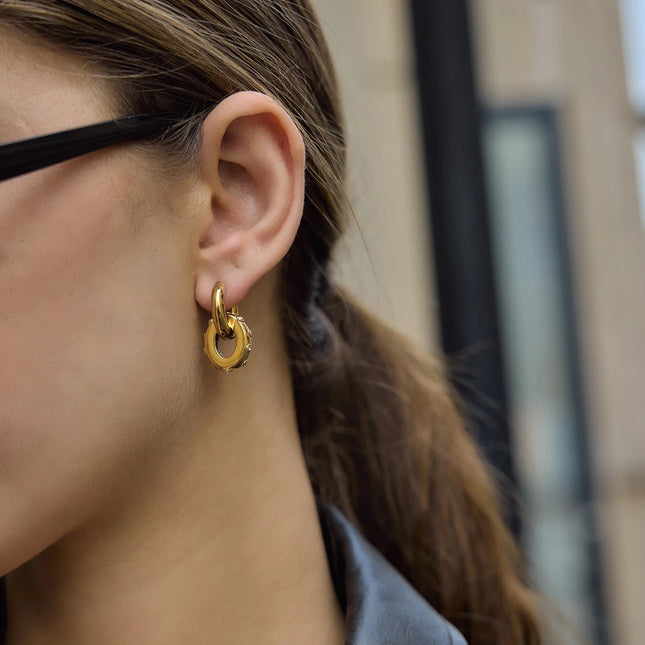 Bright Facet Aura Circular Zircon Drop Earrings - view 2