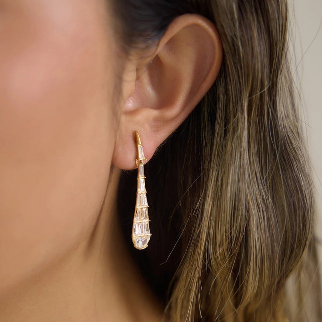 Dewdrop Trace Teardrop Zircon Drop Earrings - view 4
