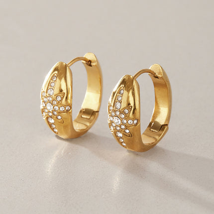 Midnight Spark Drift Star Rhinestone Hoop Earrings - view 2
