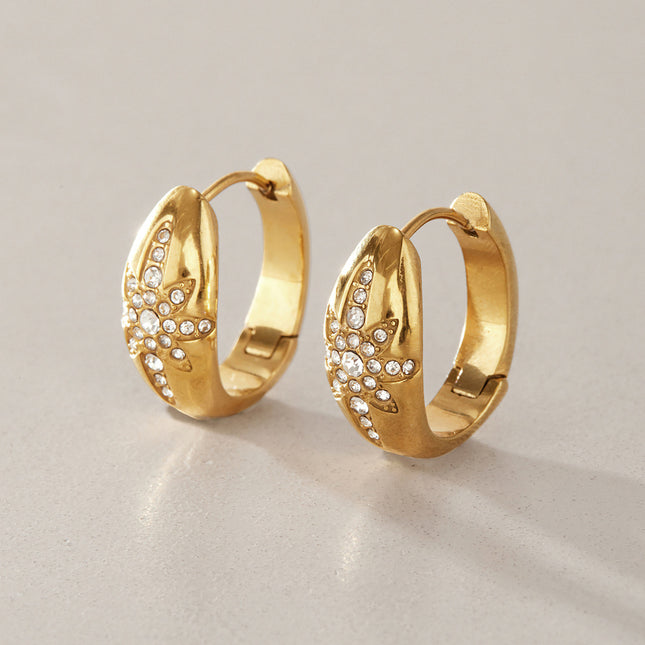 Midnight Spark Drift Star Rhinestone Hoop Earrings - view 2