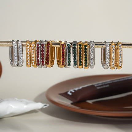 Glacier U-Shaped Zircon Hoop Earrings - view 2