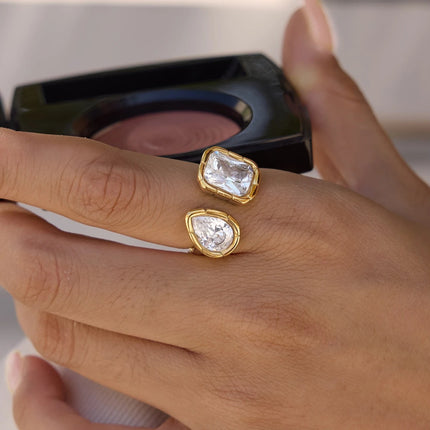 Starstone Glow Geometric Zircon Open Ring - view 4