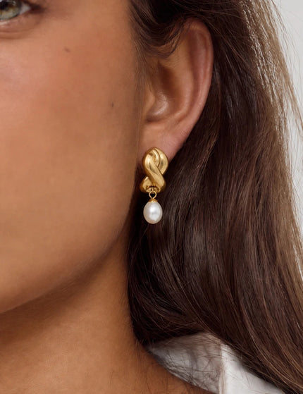 Crossed Light Murmur Crossed Pearl Drop Earrings - view 2
