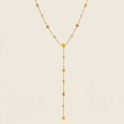 Night Compass Whisper Star Zircon Lariat Necklace