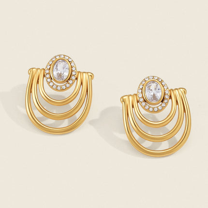 Frostlight Trace Geometric Zircon Drop Earrings