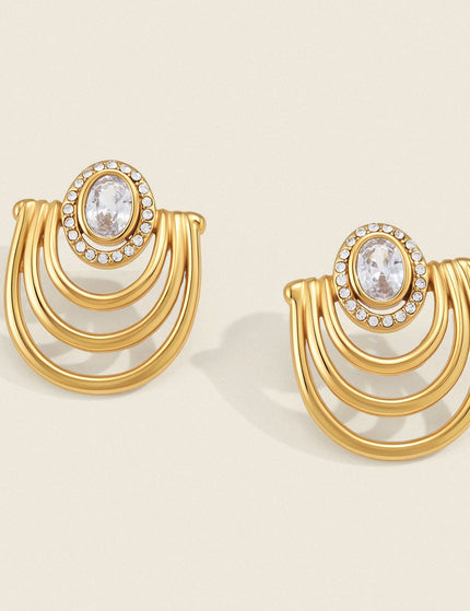 Frostlight Trace Geometric Zircon Drop Earrings