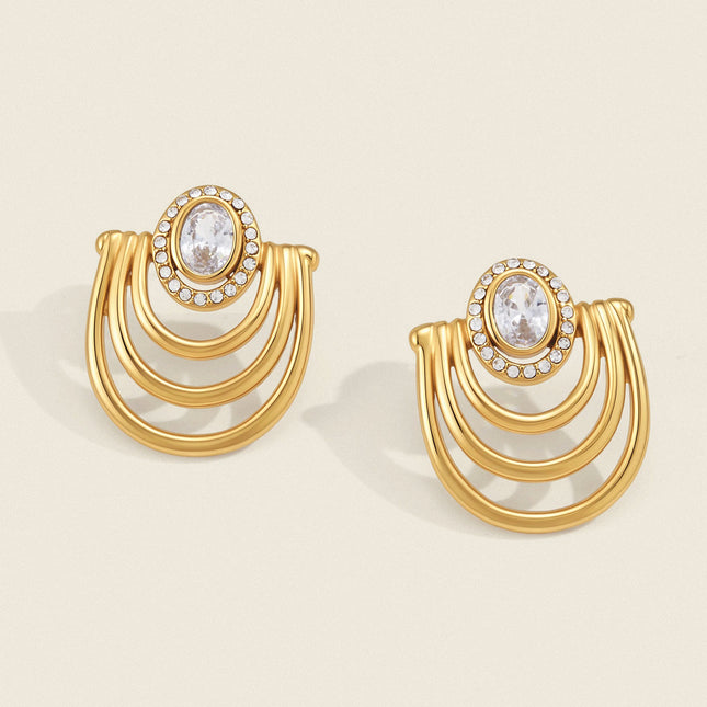Frostlight Trace Geometric Zircon Drop Earrings