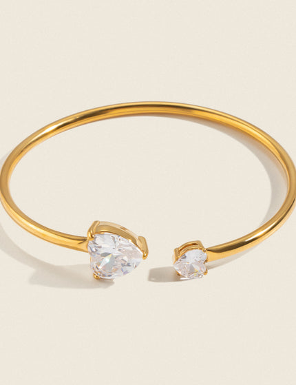 Duo Heart Zircon Cuff Bracelet