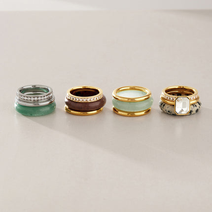 Quiet Orbit Drift Circular Rhinestone Gemstone Ring - view 5