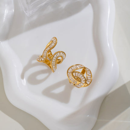 Twined Twisted Rhinestone Ring - view 6