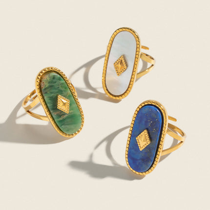 Saltwater Poem Shell Stone Open Ring - view 2