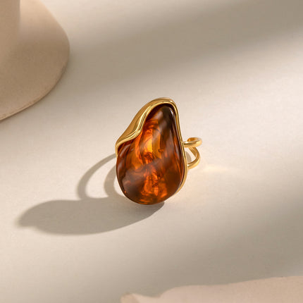 Dewdrop Drift Teardrop Resin Open Ring - view 4