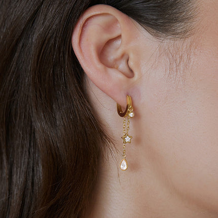 Midnight Spark Echo Star Zircon Drop Earrings - view 5